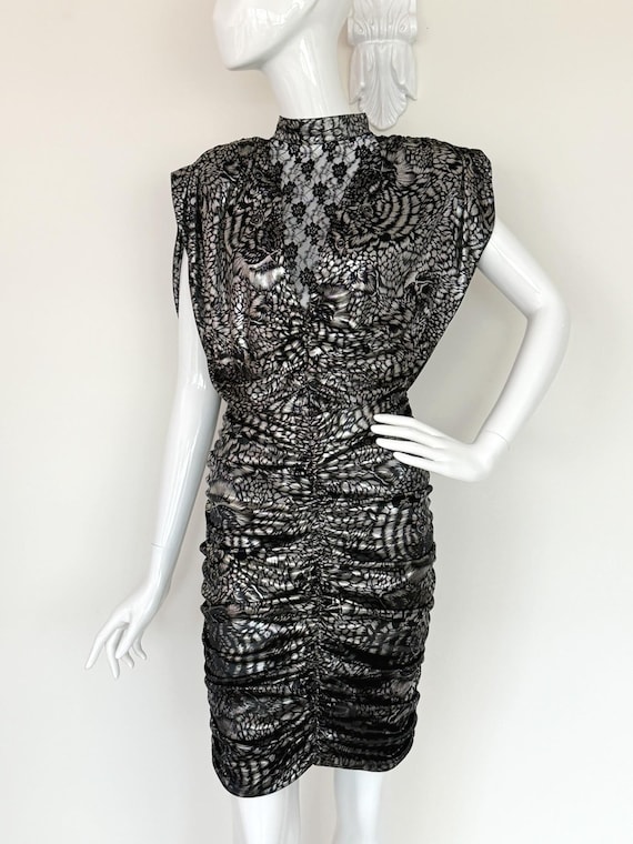 1980's Silver Foil Tiger Print Dress