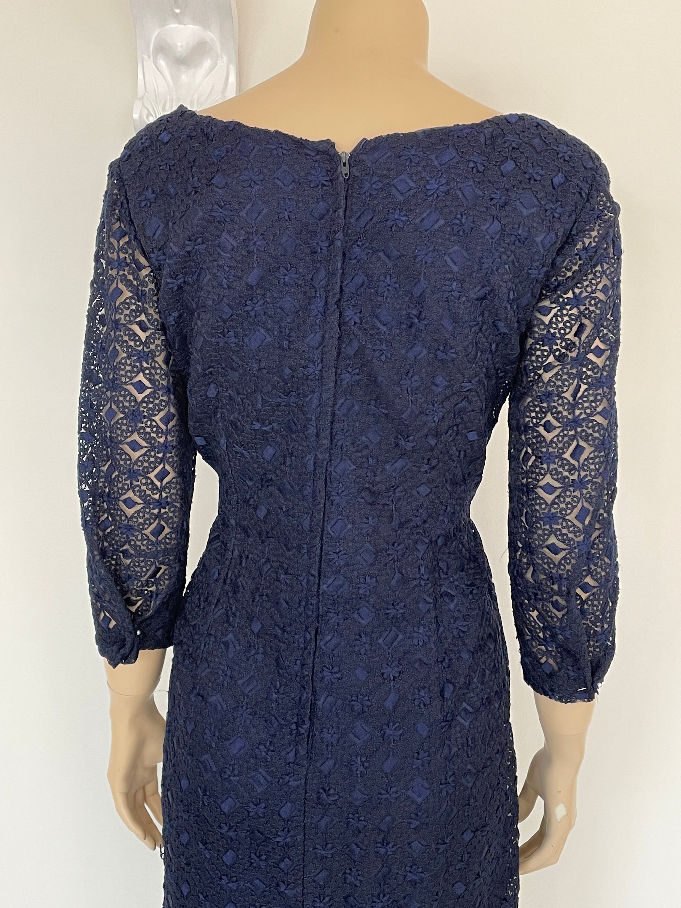 イブニングドレス NAVY LACE TOP DRESS 1960's Navy Lace Dress - Etsy