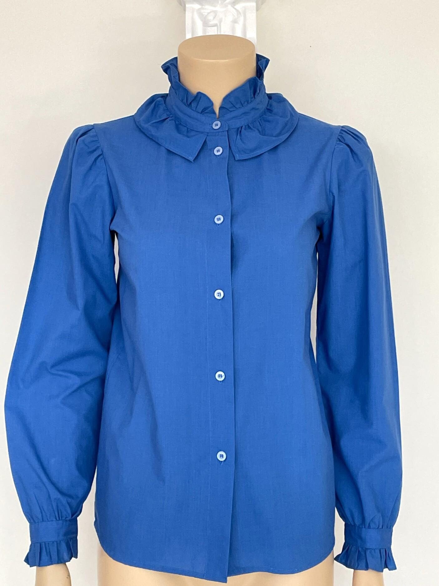 Vintage Cotton Blend Frilled Neck Blouse