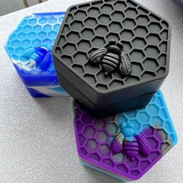 Silicone Storage Container 26ml Capacity *Honeycomb & Bee* Ultra Durable *Multiple Colors* ONE EACH