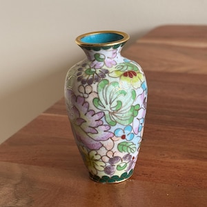 Vintage Cloisonné Flower Vase China Asian Home Decor Miniature Bud Vase