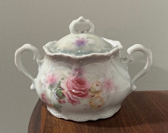Vintage Sugar Bowl Dish with Lid Leuchtenburgh Germany Porcelain Antique Home Decor Tea Party Shabby Chic Kitchenware