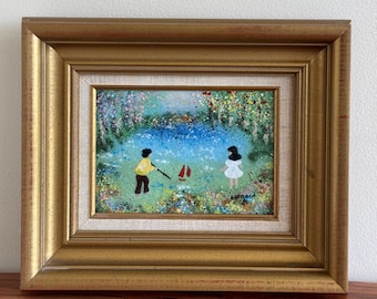 Louis Cardin サイン入り エナメル 銅 絵画アート 80年代② Louis Cardin Original Framed Enamel on Copper 1978 signed Painting