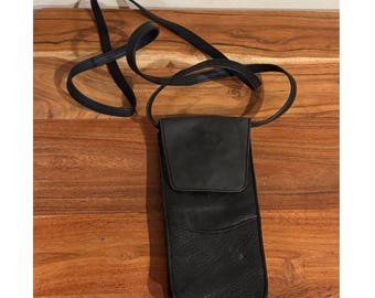 Vintage Black Leather Crossbody Bag Purse Handbag Shoulder Bag