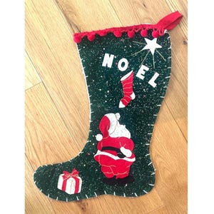 Vintage Santa Christmas Stocking Holiday Home Decor Excellent Condition! Santa Felt Xmas Stocking