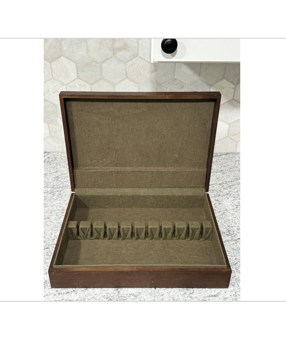 Vintage Silverware Flatware Wooden Box Holder Container
