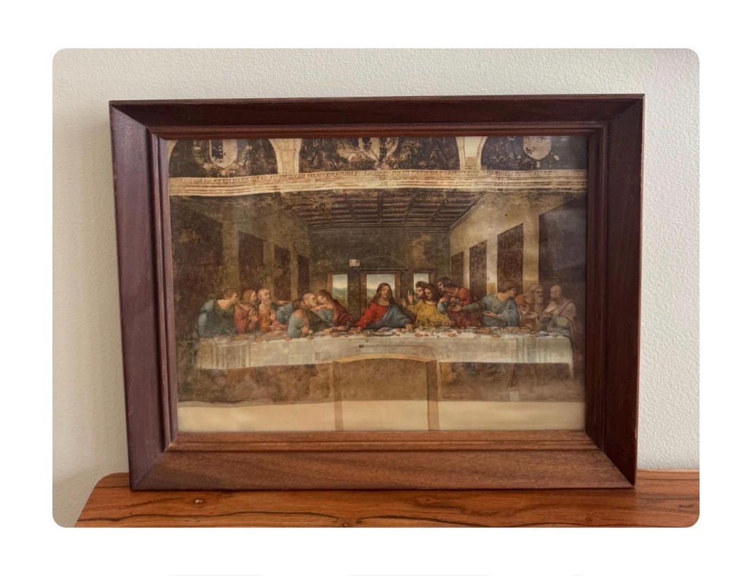 Vintage the Last Supper Framed Wall Art Christian Religious Antique ...