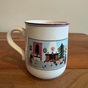 Vintage Christmas Mug Villeroy & Boch Winter Holiday Mug English Cottage Farmhouse Country