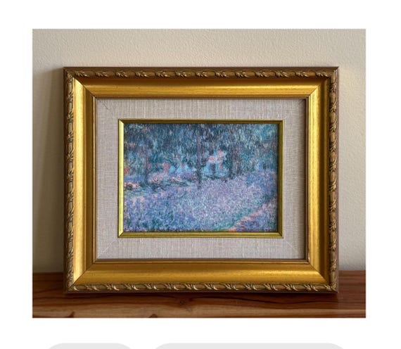 Framed Monet Reproduction Le Jardin Artwork Textured Painting Garden Wall Hanging Home Decor