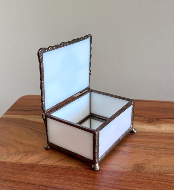 Stained Glass Blue Shell Jewelry Box Ocean Beach Themed Home Decor Treasure Box View 5