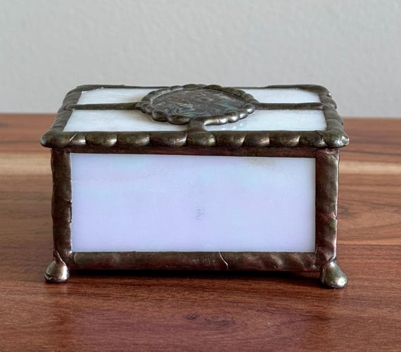 Stained Glass Blue Shell Jewelry Box Ocean Beach Themed Home Decor Treasure Box View 4