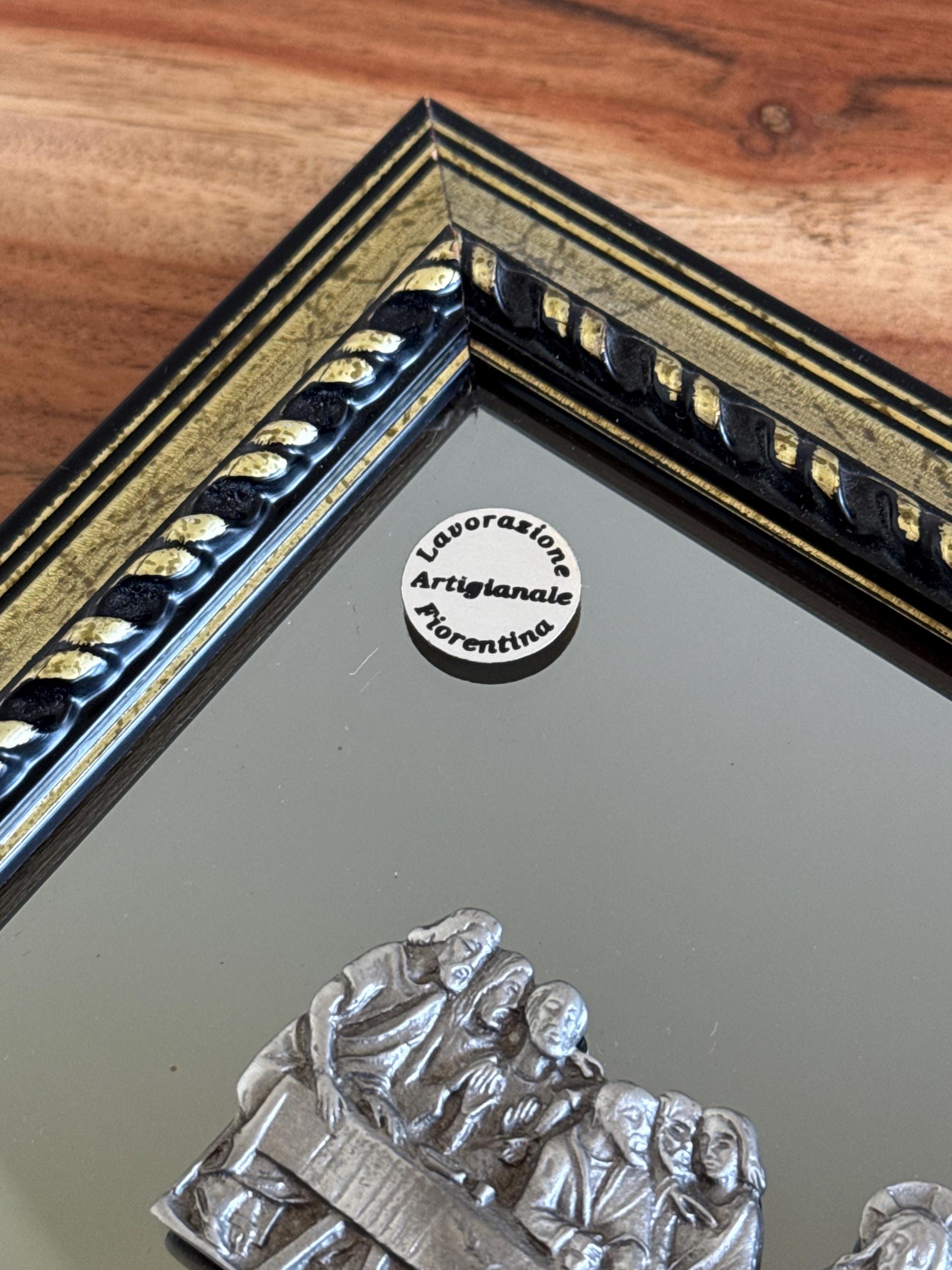 Vintage the Last Supper Mirror and Pewter Wall Hanging Religious 3D ...