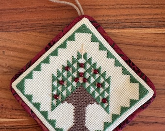 Brand New Handmade Cross Stitch Needlepoint Ornament Several Different Styles Farmhouse Christmas Holiday Decor