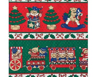 Vintage Christmas Lucy Rigg Lucy & Me Teddy Bears Rocking Horse Tablecloth Round Holiday Linens Home Decor 58” Diameter Vintage 80s