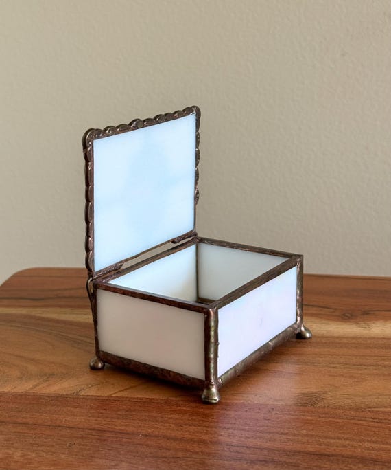 Stained Glass Blue Shell Jewelry Box Ocean Beach Themed Home Decor Treasure Box View 6