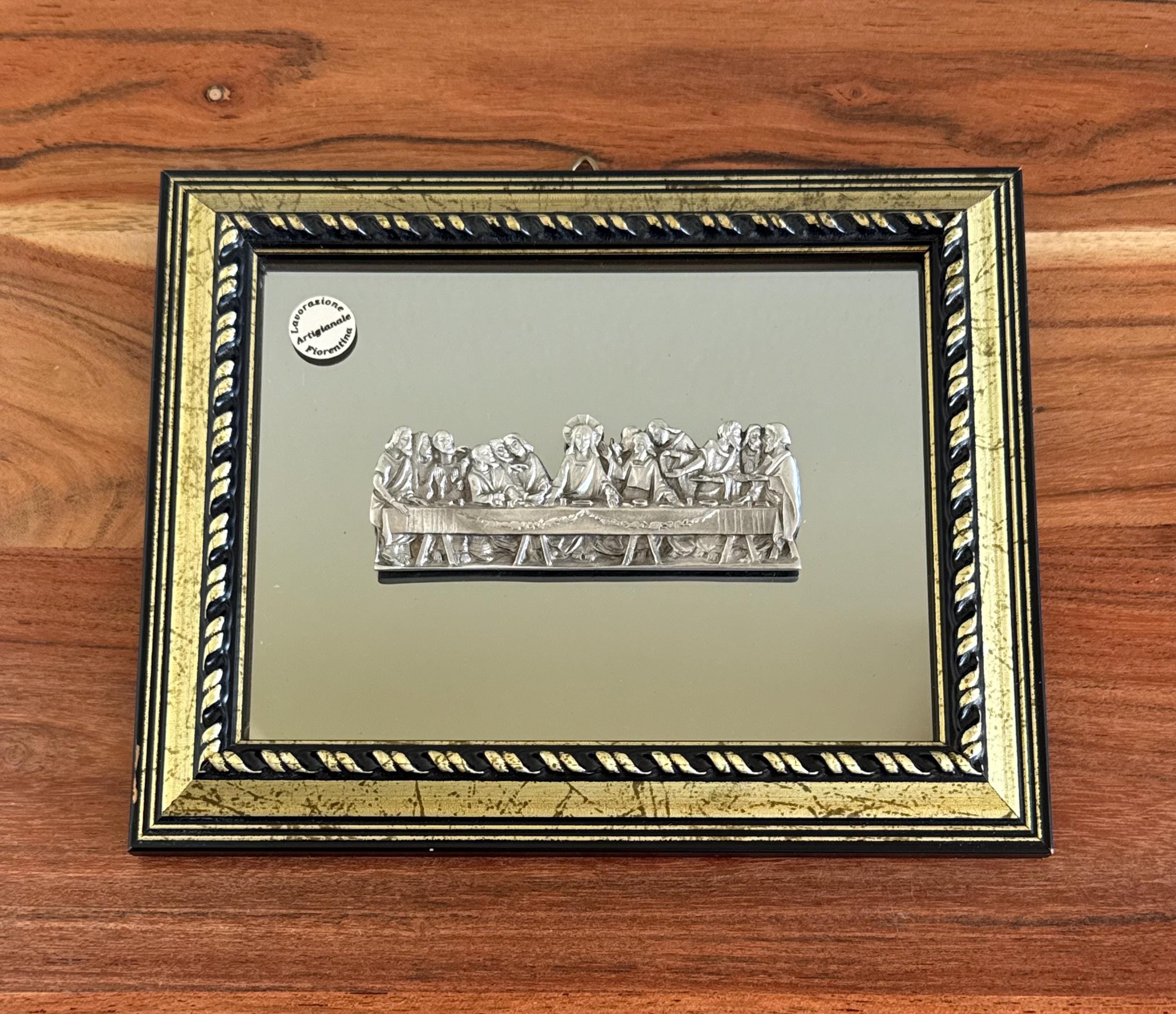 Vintage the Last Supper Mirror and Pewter Wall Hanging Religious 3D ...