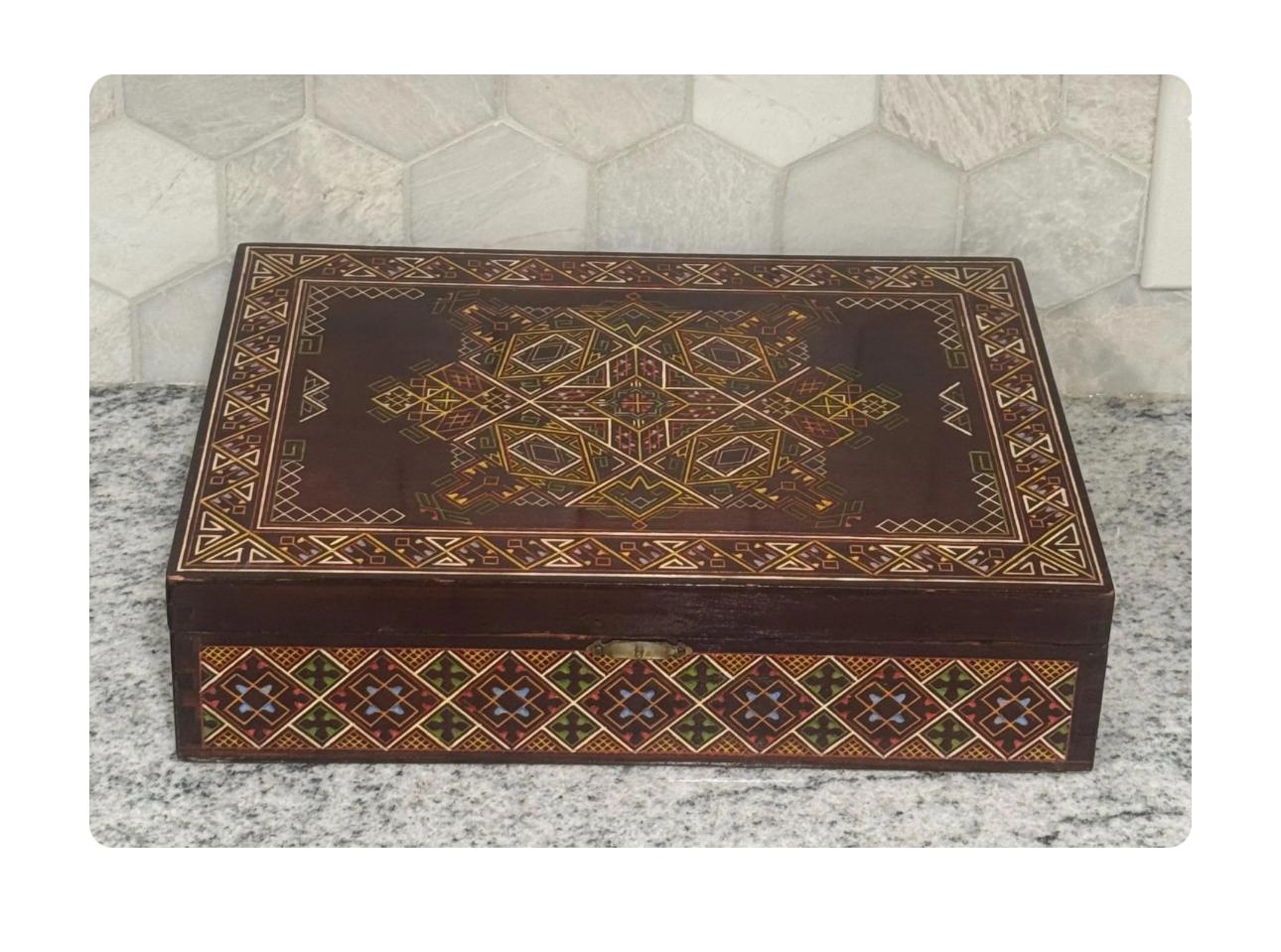 Vintage Carved Wooden Box Trinket Wood Hinged Box Antique Chest Spare Change  or Jewelry