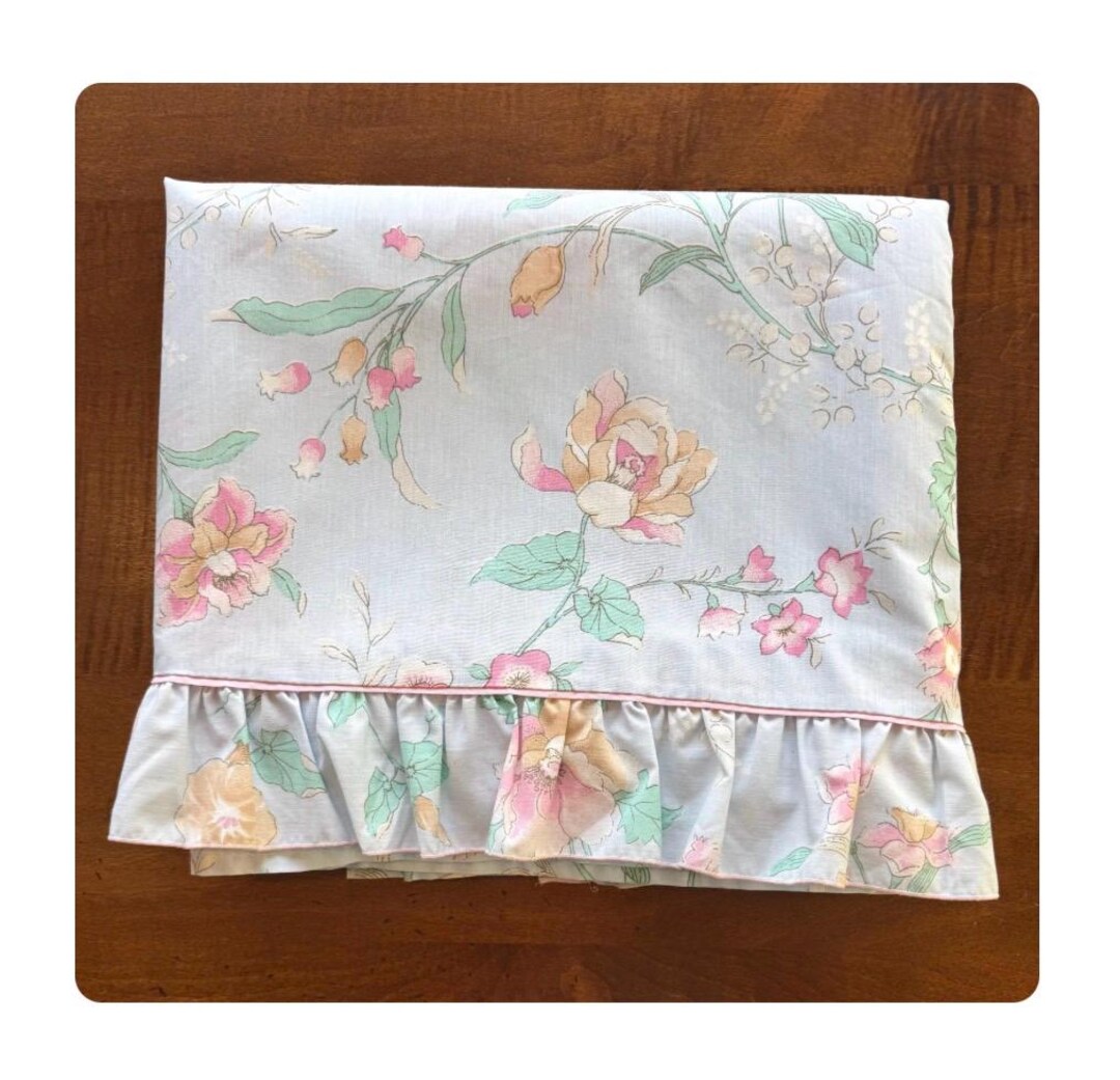 Vintage King Size Flat Sheet Floral Pattern Shabby Chic English Cottage ...