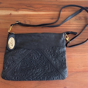 Black Leather Purse Shoulder Bag Made in Italy