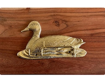 Vintage Brass Duck Key Holder Wall Hooks Country Cottage