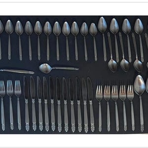 47 Piece Vintage Silverware Set Ornate Flatware International Stainless Deluxe