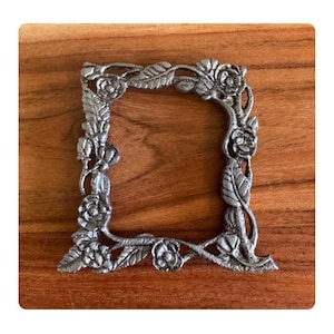 Small Silver Miniature Floral Picture Frame with Flowers Photo Frame Pewter