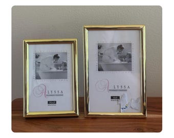 Pair of Vintage Gold Picture Frames Antique Photo Frame Brass Gallery Wall Home Decor