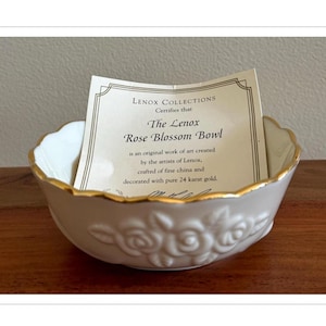 Lenox Rose Blossom Bowl Gold Rim Candy Dish Small Serving Bowl with Lenox Certificate
