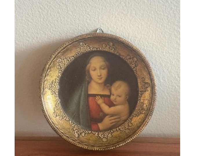 Vintage Italian Religious Florentine Madonna Mary With Child Gold Wood ...