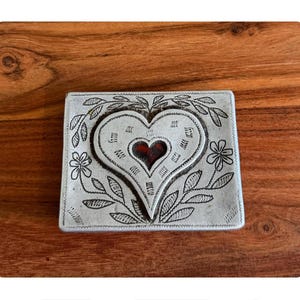 Hand Stamped Silver Tin Trinket Box / Business Card Holder /Snuff Box / Pill Box