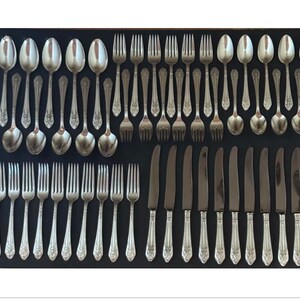66 Piece Vintage Silverware Set Ornate Flatware 1847 Rogers Brothers Marquise Silver Plated