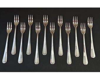 12 Piece Vintage Cocktail Seafood Fork Set Retroneu 18/8 Korea