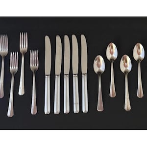 19 Piece Vintage Flatware Set Stainless Steel Vogue International Silver Silverware MCM
