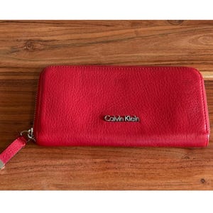 Red Leather Calvin Klein Wallet
