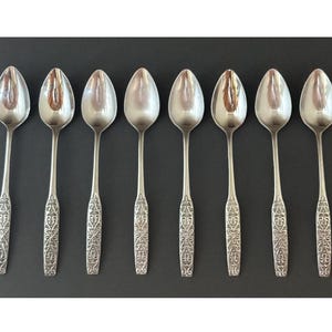 Set of 8 Vintage Spoons Stainless Steel Mid Century Made in Korea National Valinda