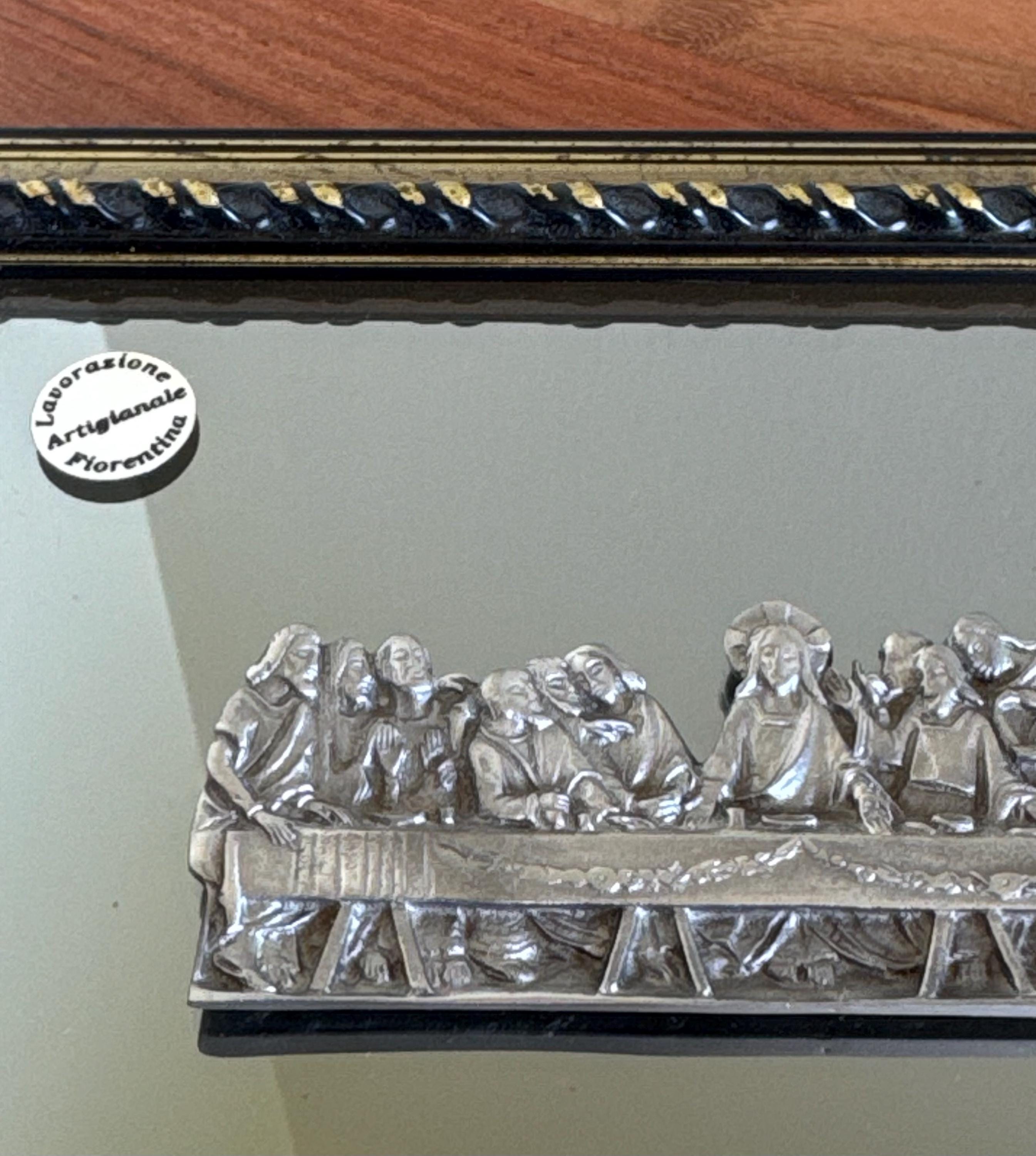 Vintage the Last Supper Mirror and Pewter Wall Hanging Religious 3D ...