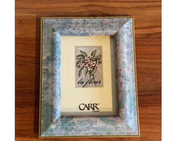 Vintage 80s Blue Photo Frame Faux Marble Floral and Gold Picture Frame ...