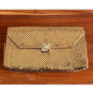 Vintage Gold Mesh Whiting and Davis Clutch Evening Bag Made in USA