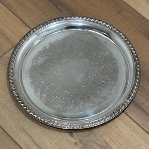 Large Vintage Silver Plated Serving Tray Tea Party Antique English Cottage French Country Vintage Home Decor