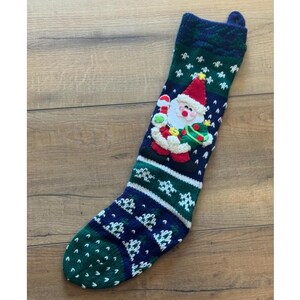 Vintage Christmas Santa Stocking Knit Holiday Home Decor