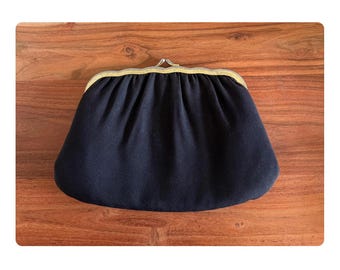 Vintage Black Evening Bag Purse Clutch with Clasp Handbag Gold Chain Special Occasion Wedding Prom