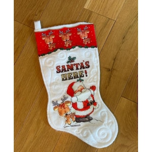 Vintage Style Santa Christmas Stocking Holiday Farmhouse Cottage Home Decor 1980s Giordano Art Ltd.