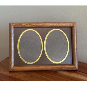 Vintage Solid Oak Wooden Double Picture Frame with Gold Accent Photo Frame Antique Home Decor Decor Gallery Wall