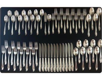 62 Piece Vintage Silverware Flatware Wm Roger’s Allure Pattern Silver Plate 12 Place Settings