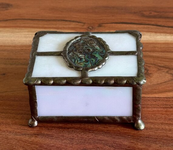 Stained Glass Blue Shell Jewelry Box Ocean Beach Themed Home Decor Treasure Box View 3