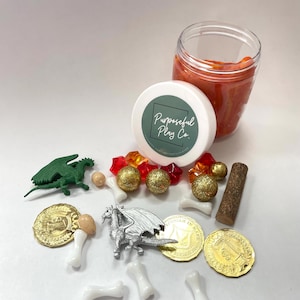 Dragon Playdough Jar, party favor, class gift, sensory kit