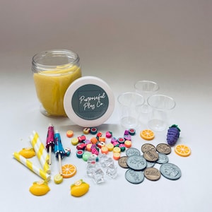Lemonade Playdough Jar, party favor, class gift, sensory kit
