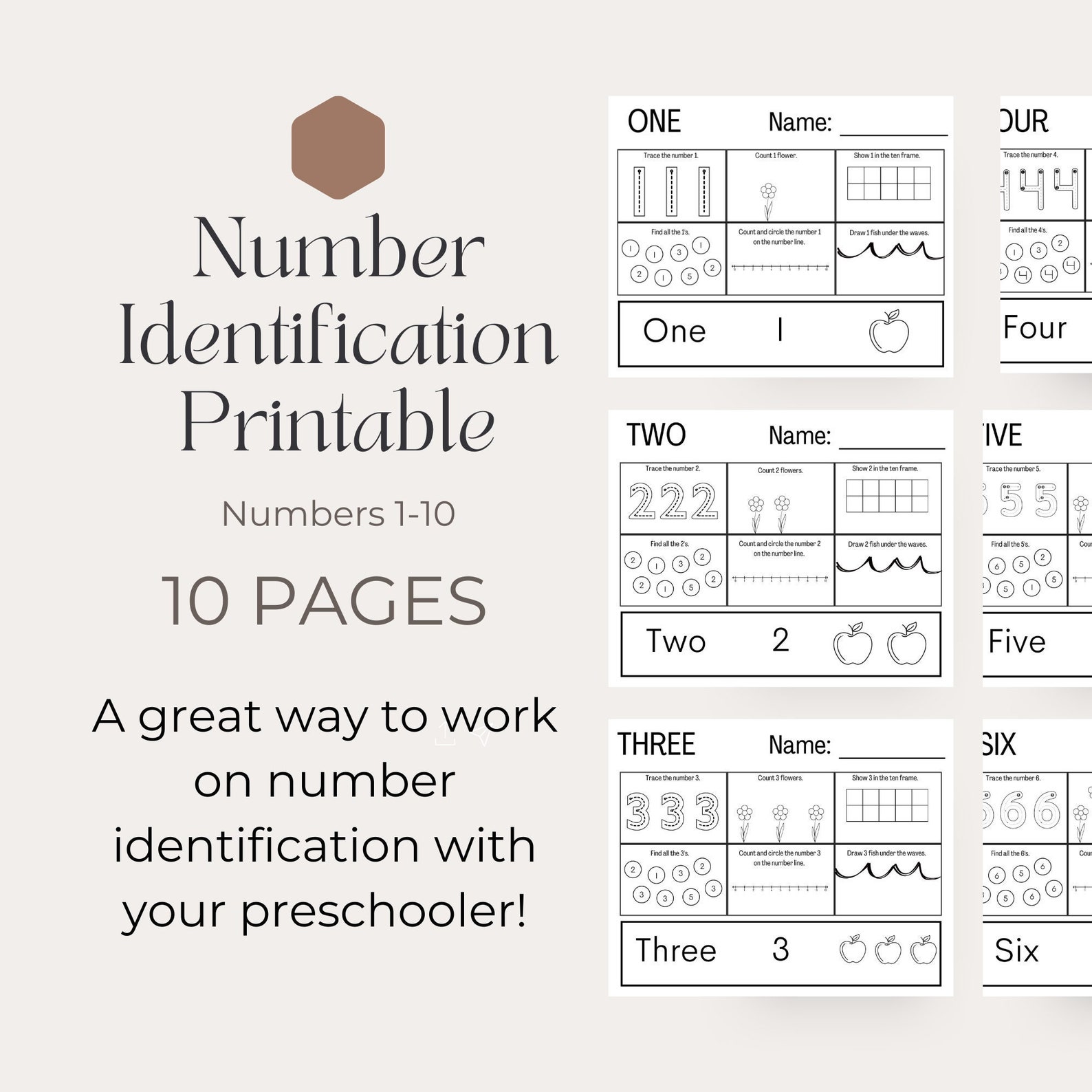 Number Worksheet Printable, Number Identification, Numbers 1-10 ...