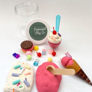 Ice Cream Playdough Jar, party favor, class gift, sensory kit