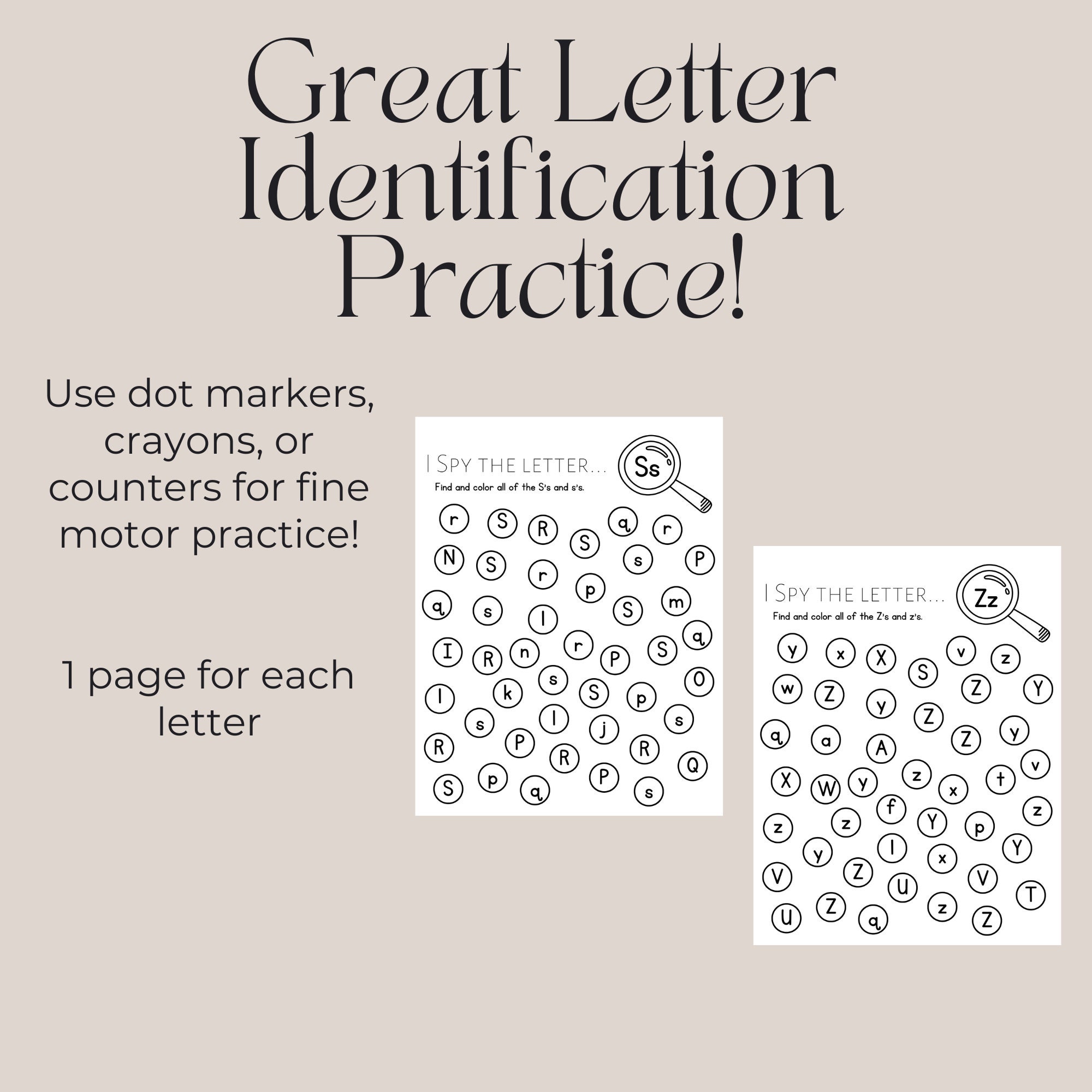 Letter Identification Printable, Preschool Worksheet, Alphabet ...